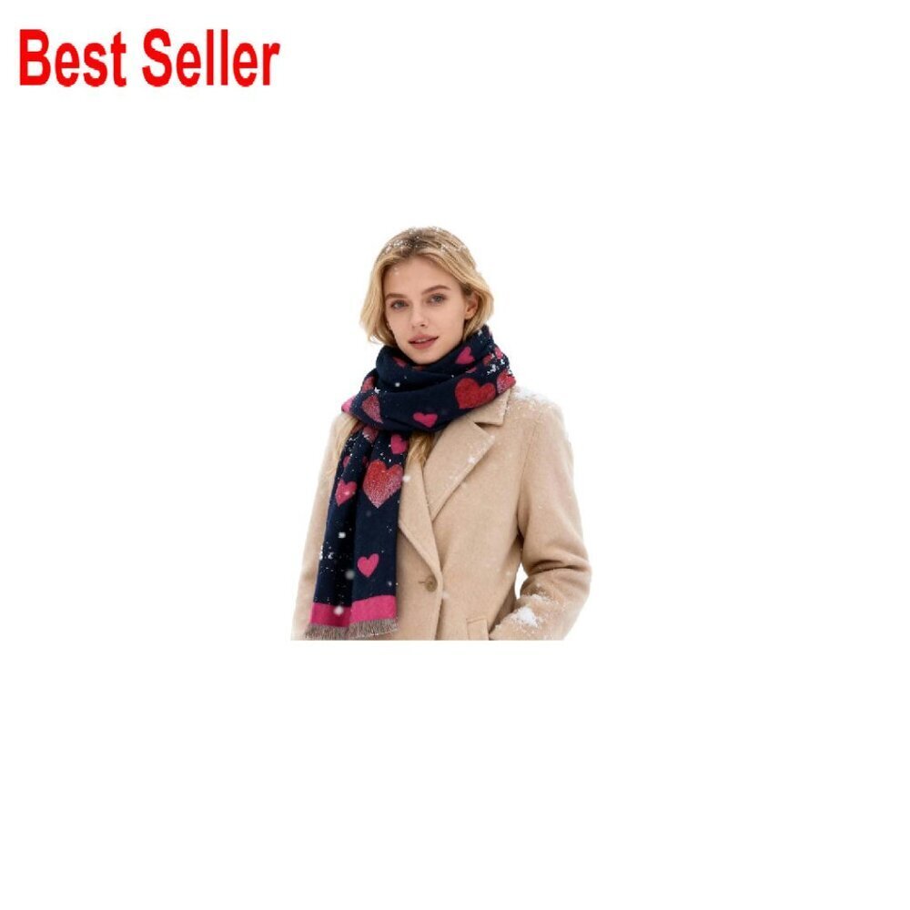 Oversized Cashmere Feel Shawl Scarf Classic Heart Style Elegant Winter Wrap